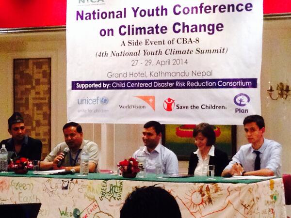 Great motivation National Youth Conference on Climate Change in parallel to #CBA8 @NYCANepal @PlanAsia @SaleemulHuq http://t.co/aFao4JmANF”
