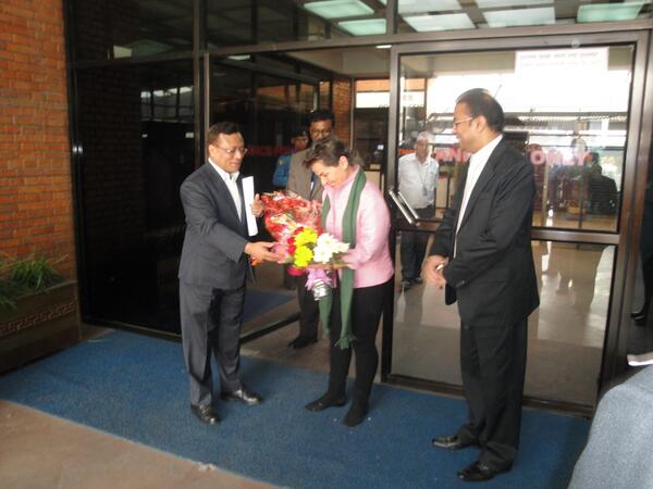 Today welcomed @CFigueres in Kathmandu who is here to attend #CBA8 conference. #climatechange http://t.co/mV4crEgxFt