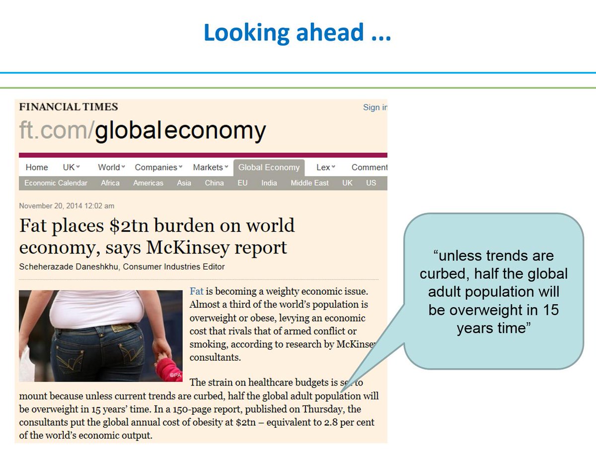 We're now looking ahead...unless current trends are curbed half global adult population will be overweight in 15yrs http://t.co/3qD09FHeGP