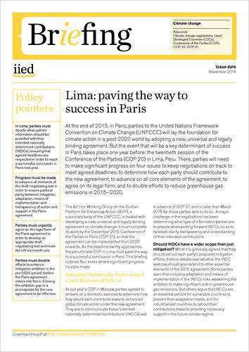 DOWNLOAD: Lima: paving the way to success in Paris --> http://t.co/0mhP5KlIyZ #COP20 http://t.co/D1vU95Hx6Q