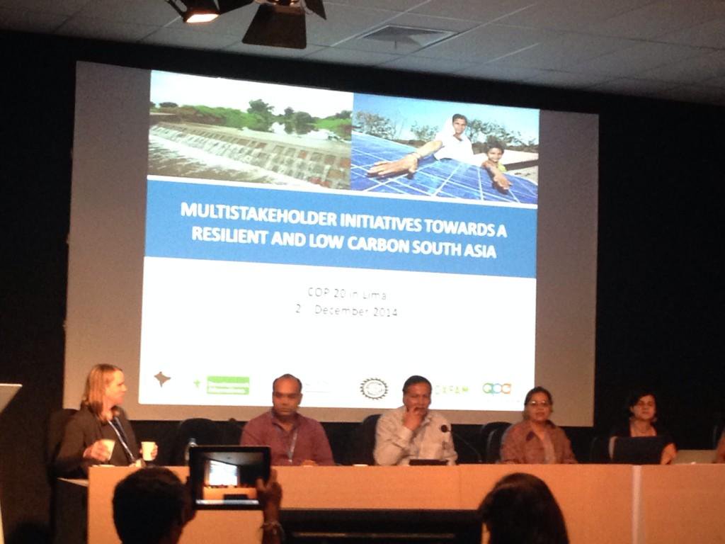 .@SaleemulHuq chairing panel for Multistakeholder initiatives towards a resilient+low carbon South Asia event #COP20 http://t.co/lViwqe2cpg