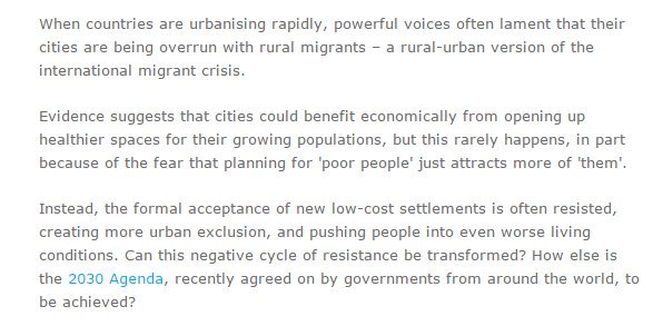 SIX questions on achieving more inclusive urbanisation, by @GMcGranahan --> https://t.co/HwN2Wyf5qu https://t.co/QFqaelNgBB